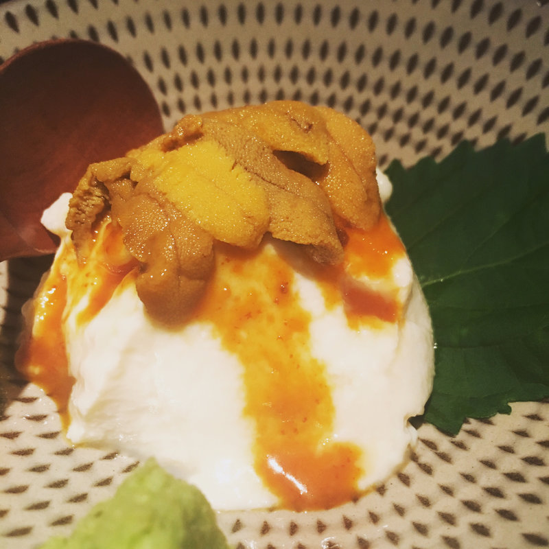 豆腐とウニ(三原豆腐店)