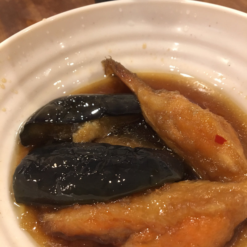 シャケのハラスと茄子の揚げ浸し(づめかん 葛西店 )