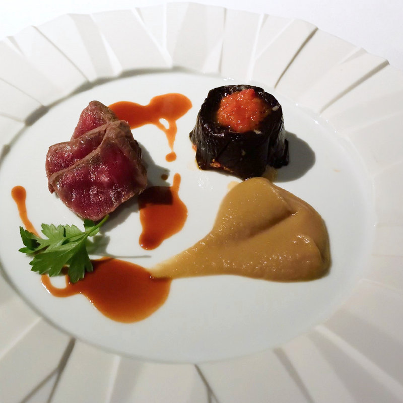 和牛のソテー 赤ワインソース 鰹のムサカと共に(星野リゾート ウトコ オーベルジュ＆スパ （【旧店名】UTOCO Deep Sea Therapy CENTER ＆ HOTEL）)