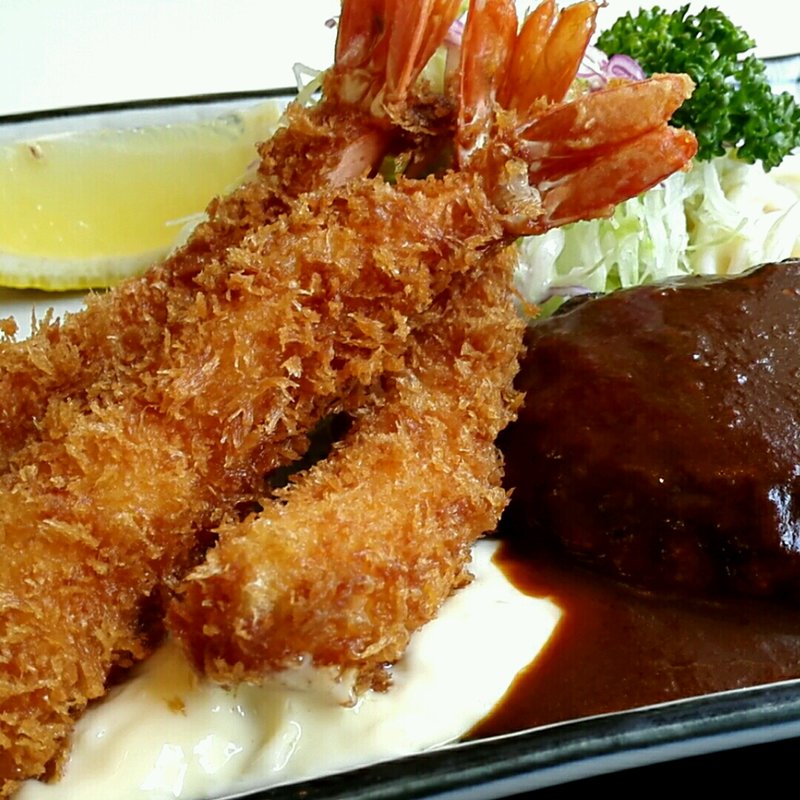 海老フライハンバーグ定食(小六庵 )