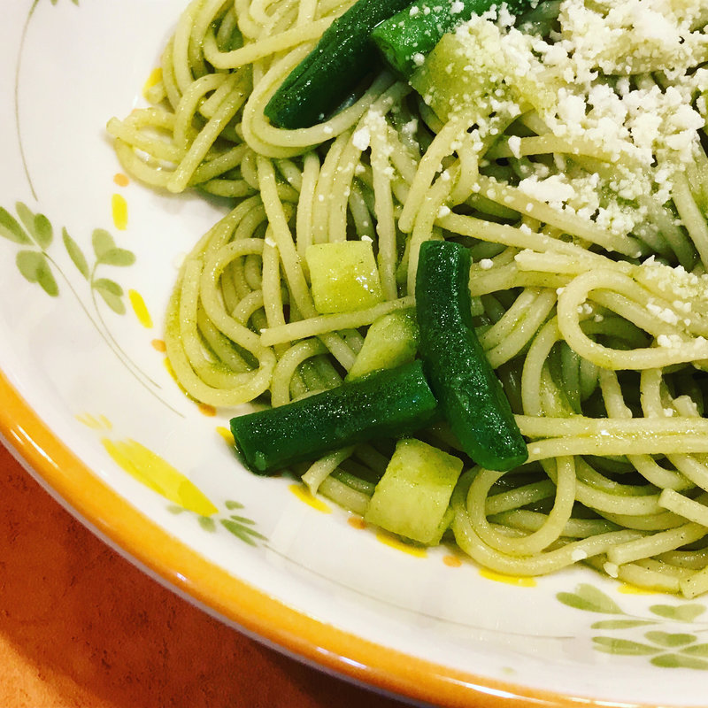 インゲンとじゃがいものグリーンソーススパゲッティ(サイゼリヤ 梅田東店 )