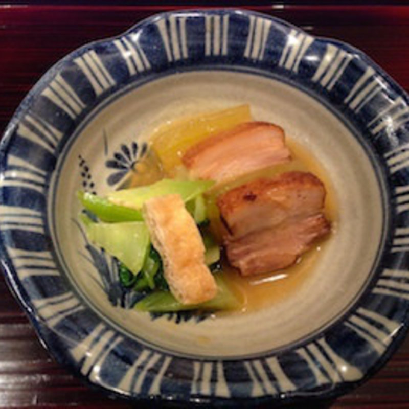 黒豚（鹿児島）角煮と冬瓜　馬鈴薯餡かけ　青梗菜煮浸し添え(菊坂 )