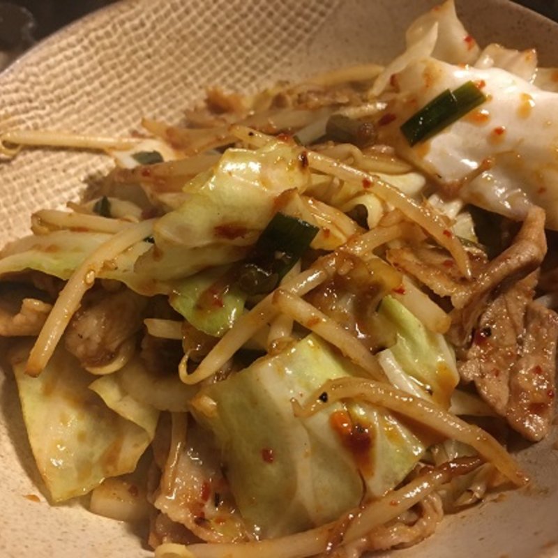 豚肉と野菜の炒め物味噌味(我心)