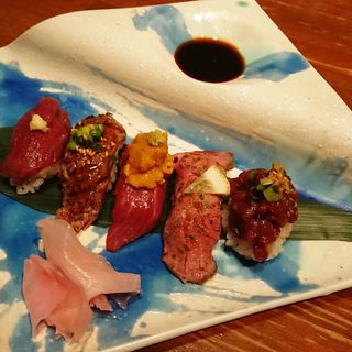 馬肉寿司　5種盛り合わせ　(薩摩の蔵 京橋本店)