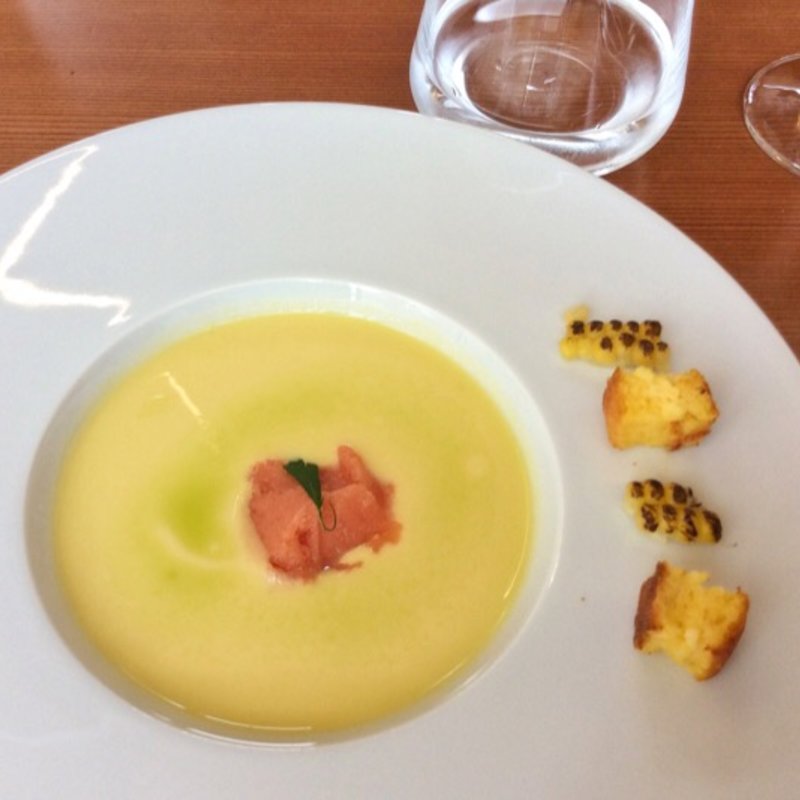 とうもろこしのスープ トマトのソルベ(シエル エ ソル （CIEL ET SOL）)