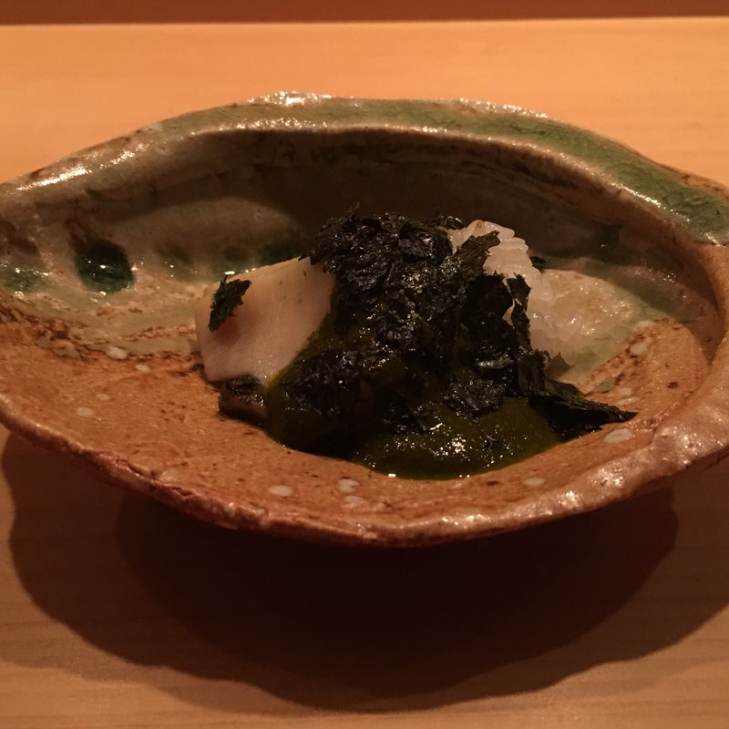 蒸鮑 肝ソース 飯蒸し 焼き海苔(蓮 （れん）)
