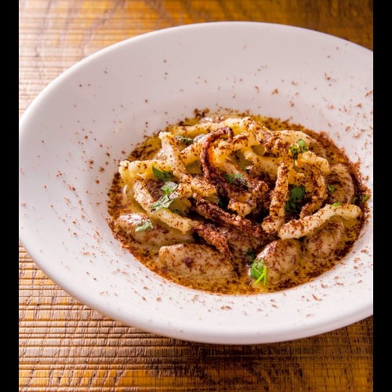 ペルー・アマゾンカカオとじゃがいものニョッキ海老だしといかのフリット(Bricca イタリアン 三軒茶屋)