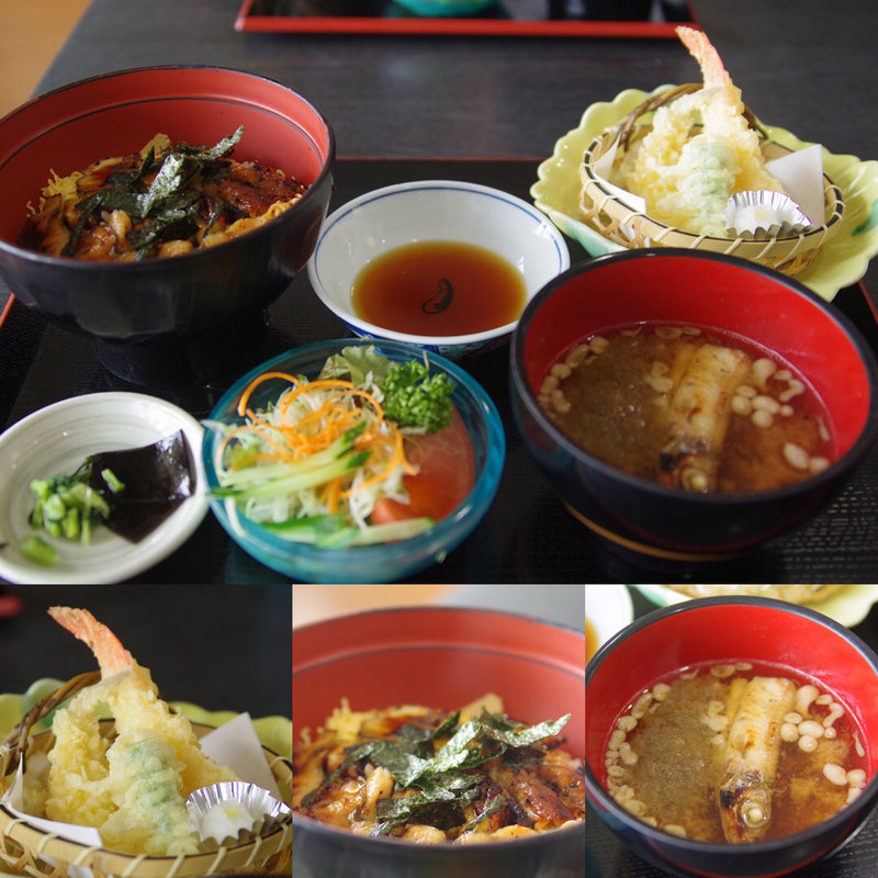 穴子丼と天婦羅セット(道の駅 みつ )