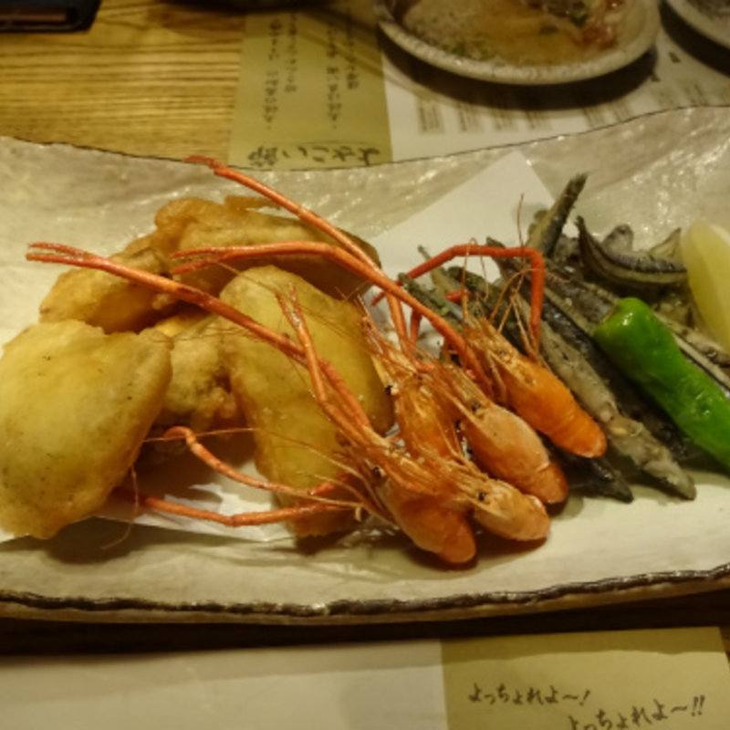 きびなごの唐揚げと芋天(四万十川 )