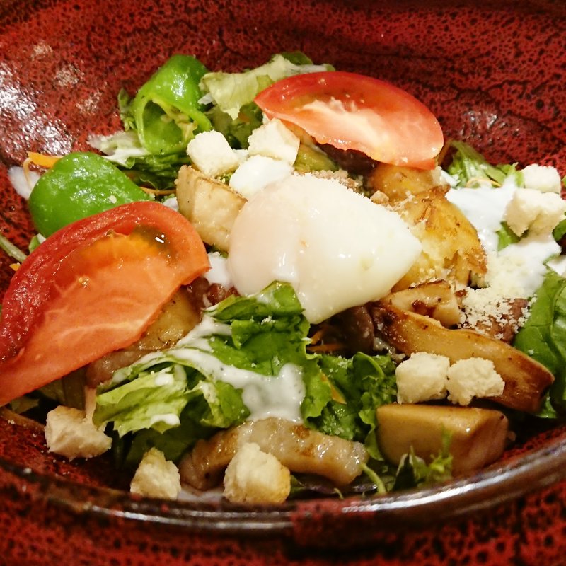 自家製ベーコンと焼き野菜のシーザーサラダ(一期一会)