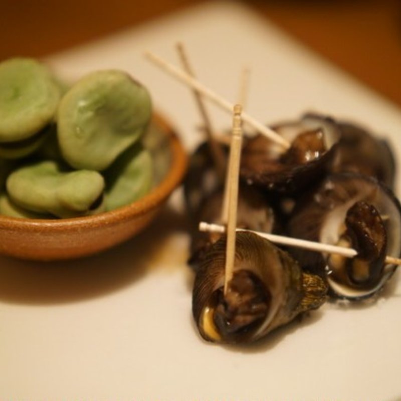 塩ゆで空豆とシッタカの旨煮の合い盛り(オトナノイザカヤ中戸川)