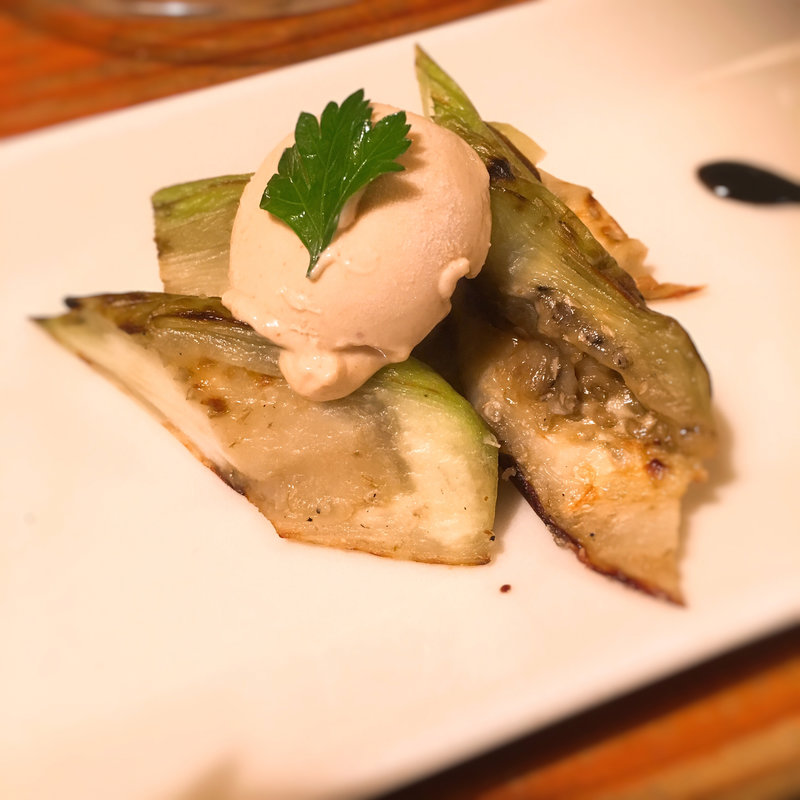 茄子のフォアグラアイスのせ(ちょい干してっ平)