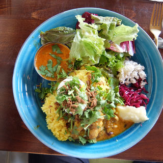 Curry W（Ebi&Chicken）パクチートッピング(グッドラックカリー )