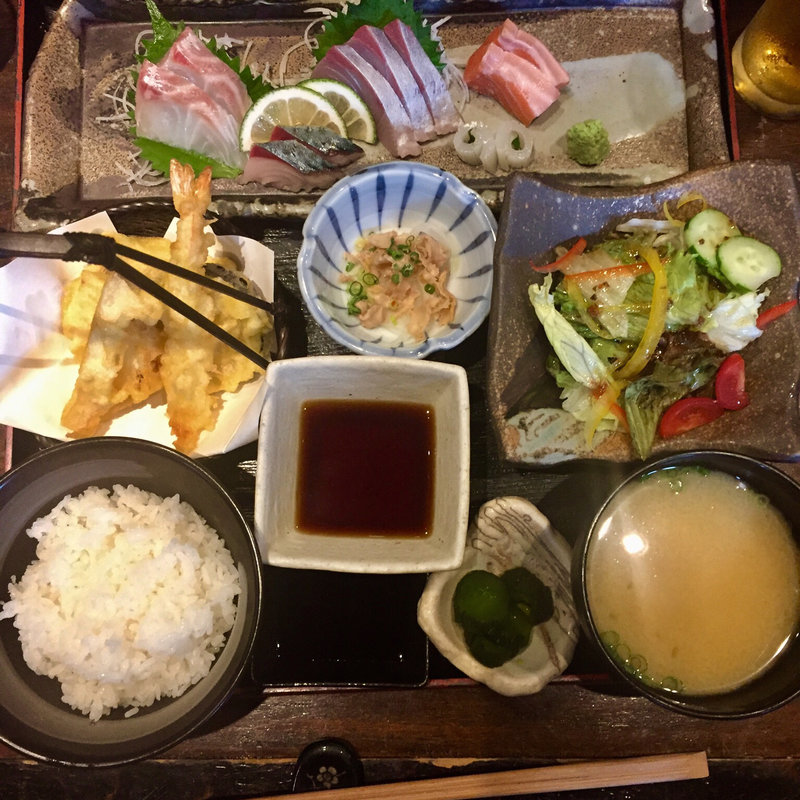 天ぷら御刺身定食(酒佳蔵)