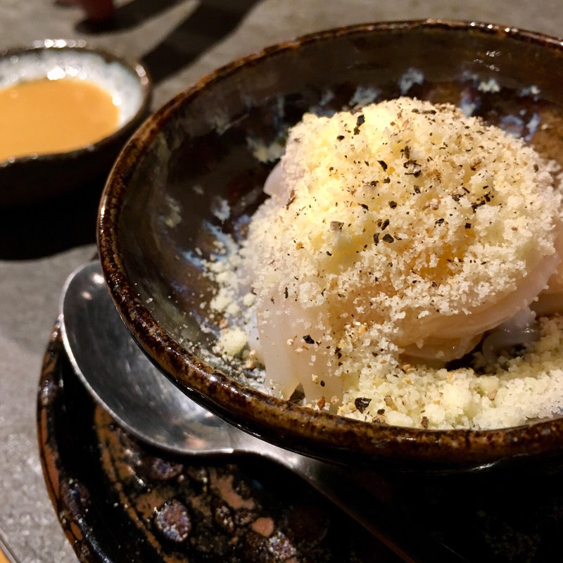 イカボナーラ 肝ソース添え(伊勢海老 眞か（SHINKA）)