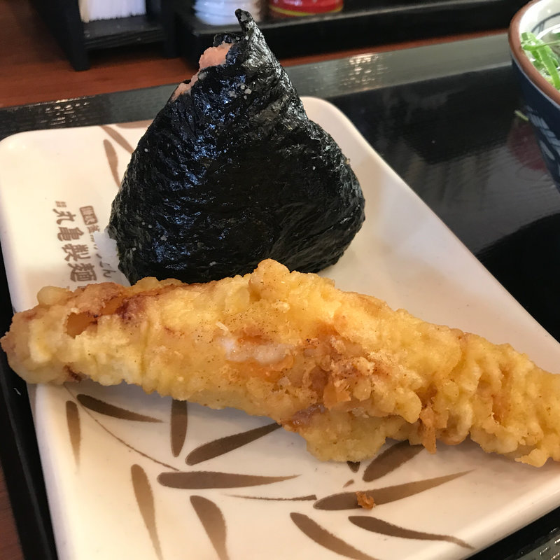おにぎり&かしわ天(丸亀製麺福岡原田)