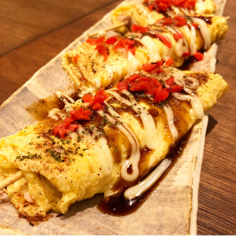 串で食べる豚平焼き(鉄板とお酒 宗や)