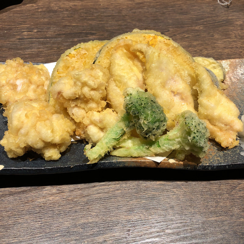 アナゴと白子の天ぷら(海宝)