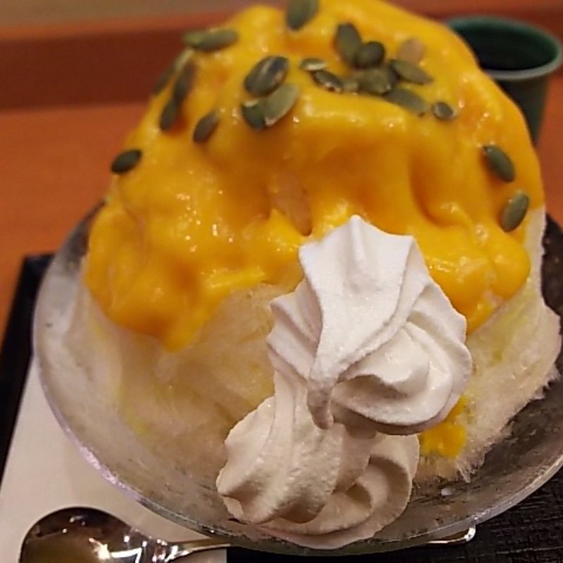 かぼちゃあずきソフトクリーム氷(茶寮 煉)