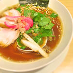 鶏 煮干 蛤 のトリプルSOBA(むぎとオリーブ 日本橋店)