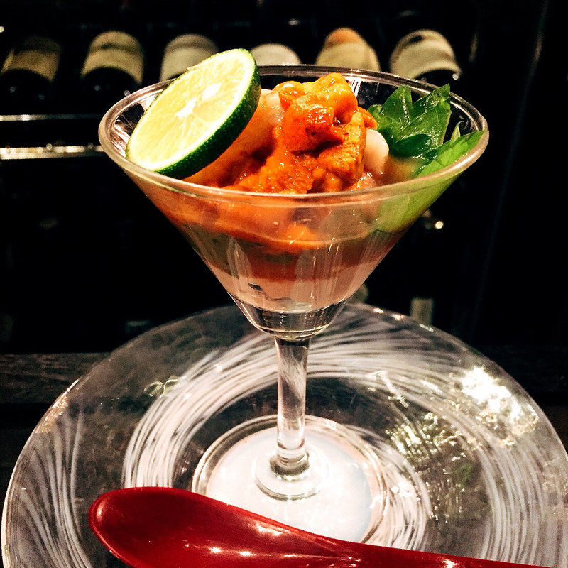 ウニの昆布醤油漬けと甘えび(ウニバー Kai 一章 （カイイッショウ）)