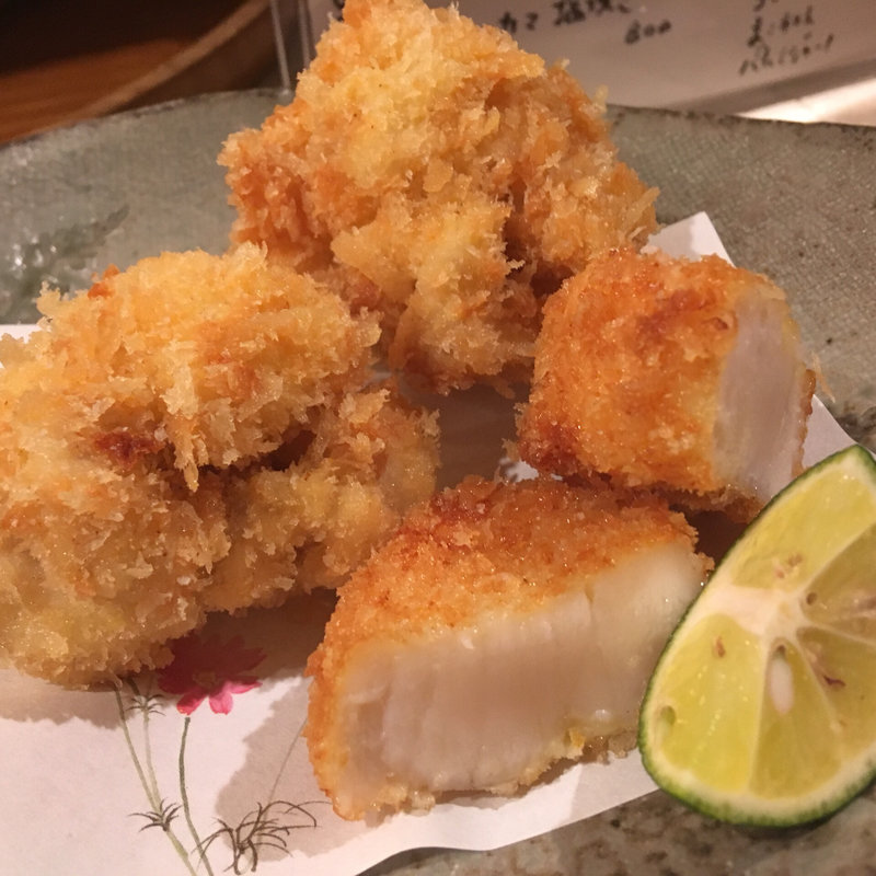 白子フライと帆立フライ(銀座 しまだ)