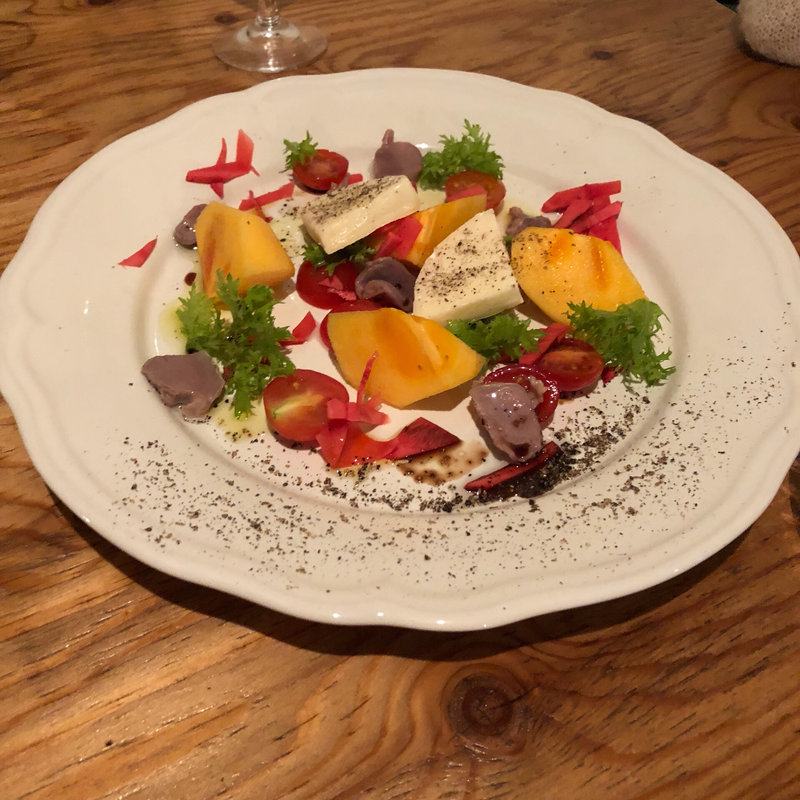 砂肝のコンフィと柿とチーズと...(リロイズ)