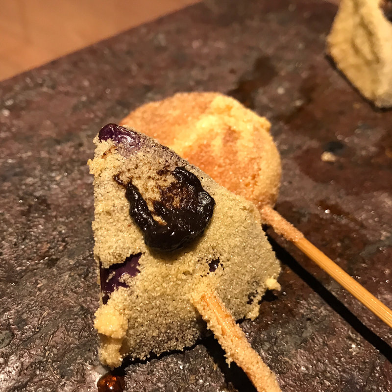 【黄金コース】串 - 本日のおすすめ四本 : 椎茸の肉詰め(こがね)