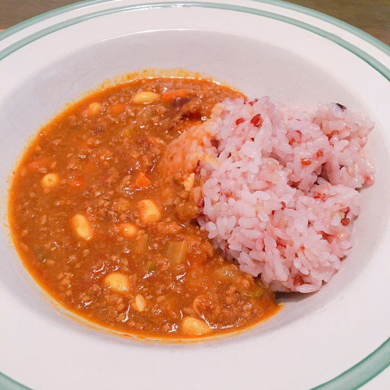 大豆とひき肉のキーマカレー(びぃぼ )