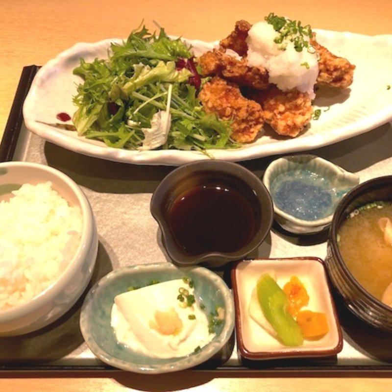 若鳥のから揚げおろしポン酢御膳(とうふ旬菜 心音)