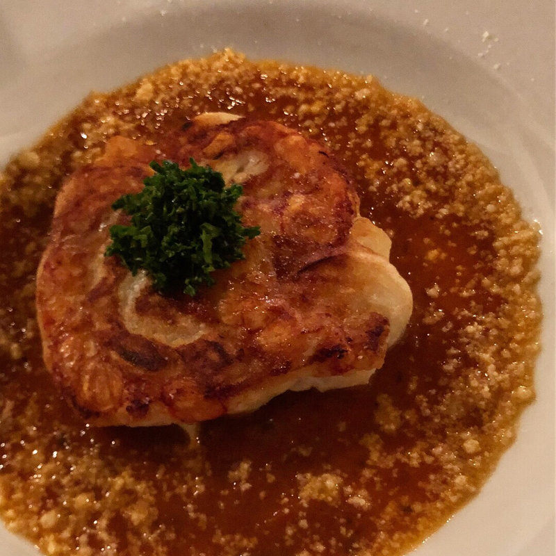 海老と百合根のパンケーキ仕立て アメリケーヌソース(リロイズ)