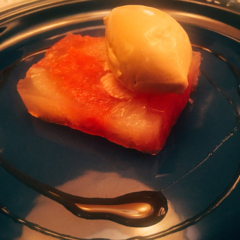 グレープフルーツのテリーヌ、アールグレイのアイスクリーム  シードルレディクション(KEISUKE MATSUSHIMA （ケイスケ マツシマ【旧店名】レストラン アイ）)