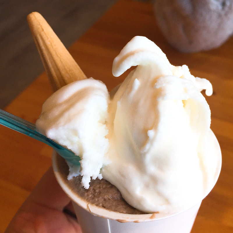 じゃばらレアチーズ と 柚子チョコ のジェラート(藤桃庵 （トウトウアン）)