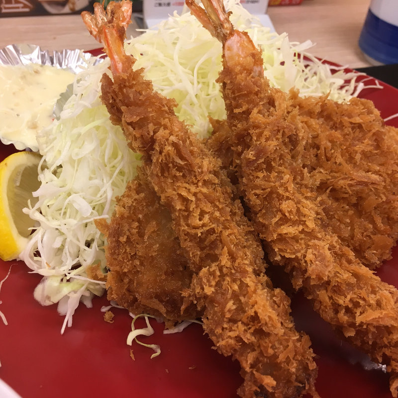 海老・ロースカツ定食(かつや 横浜市沢町店)