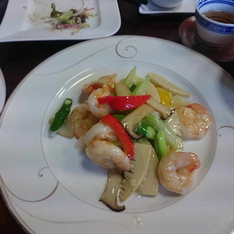 天然海老と野菜の塩炒め（ランチセット）(遊琳)