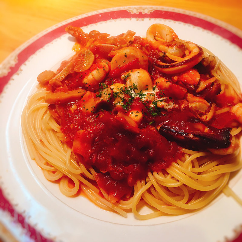 海の幸のトマトソーススパゲッティ(HASHIYA)