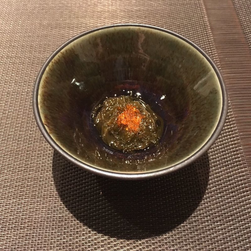 もずく酢、飛子(神楽坂　鉄板焼 中むら （なかむら）)