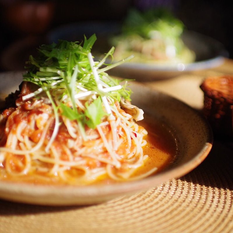 タコとキノコのトマトソース(ウキカフェ （ukicafe）)