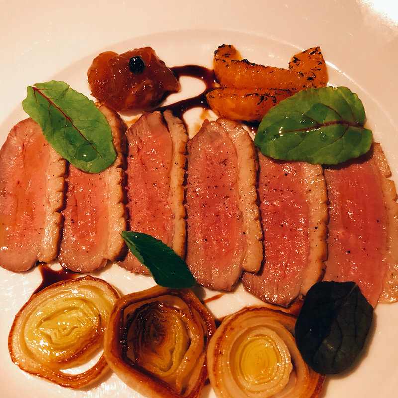 鴨のローストとポロ葱(beer&wine厨房tamaya八丁堀店)