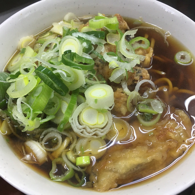 かけそば＋ゲソ天＋カキ天(一由そば )