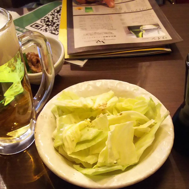 お通し（塩だれキャベツ）(やきとり家 すみれ 川崎店)