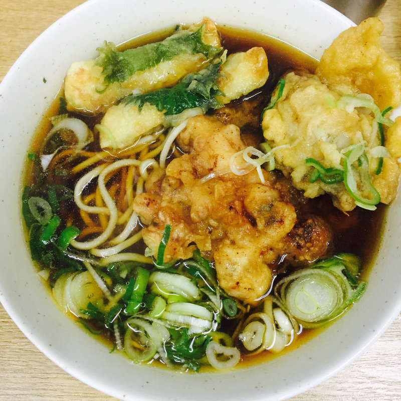 ゲソ、カキ、大葉ちくわそば(一由そば )