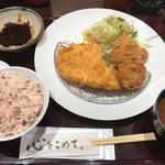 チキンカツと雷山豚のメンチカツランチ(玉喜亭)