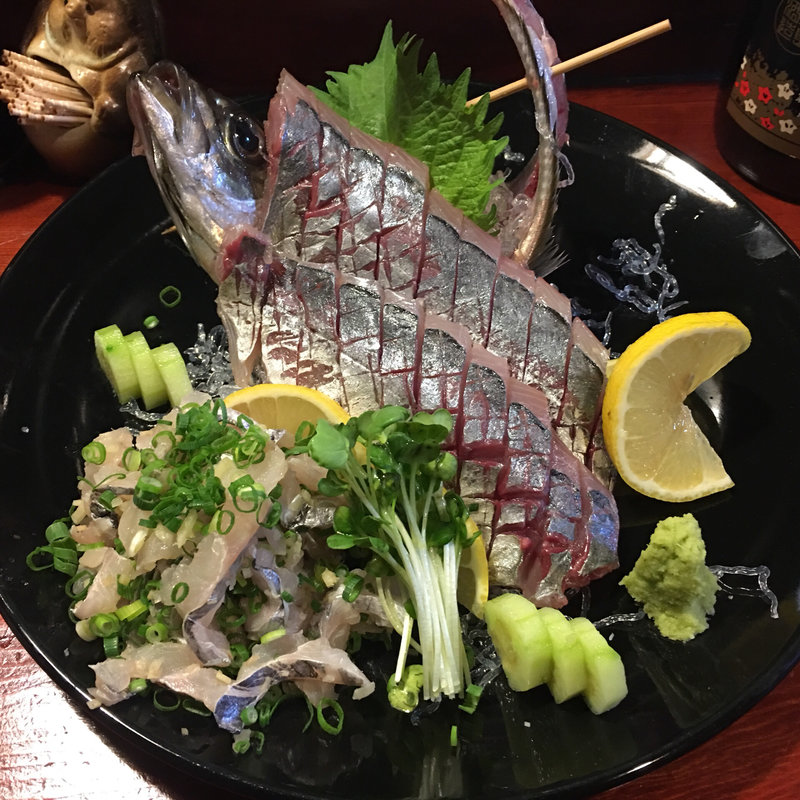 鯵と太刀魚の刺身(古里庵 )