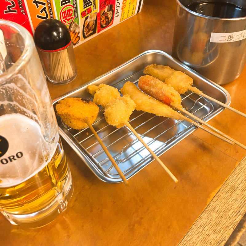 晩酌セット串カツ5本盛りセット 750円～(立呑処 へそ 新橋本店)