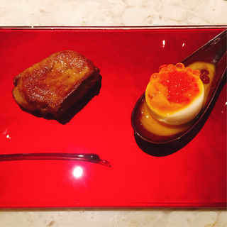 フォアグラソテー&トロッと卵の雲丹パフェ(Dining&Bar TABLE9TOKYO)