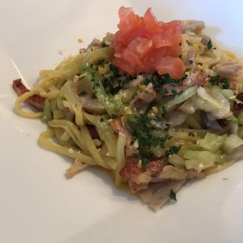 生パスタの厚切りベーコン・ペペロンチーノ(レストラン タガミ （Restaurant Tagami）)