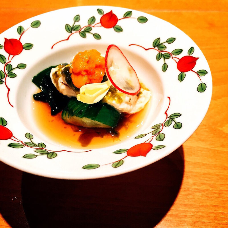 生湯葉の雲丹のせ(おでんと魚菜 基)