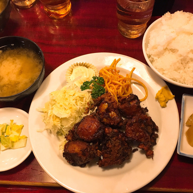 鳥のから揚げ定食(レストラン喫茶 タクト)