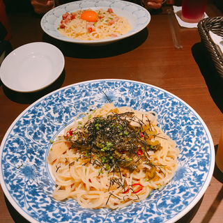 高菜と鳥肉のピリ辛パスタ(鎌倉パスタ 広島アルパーク店)